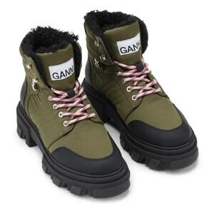 Ganni Kalamata green hiking boots size 10